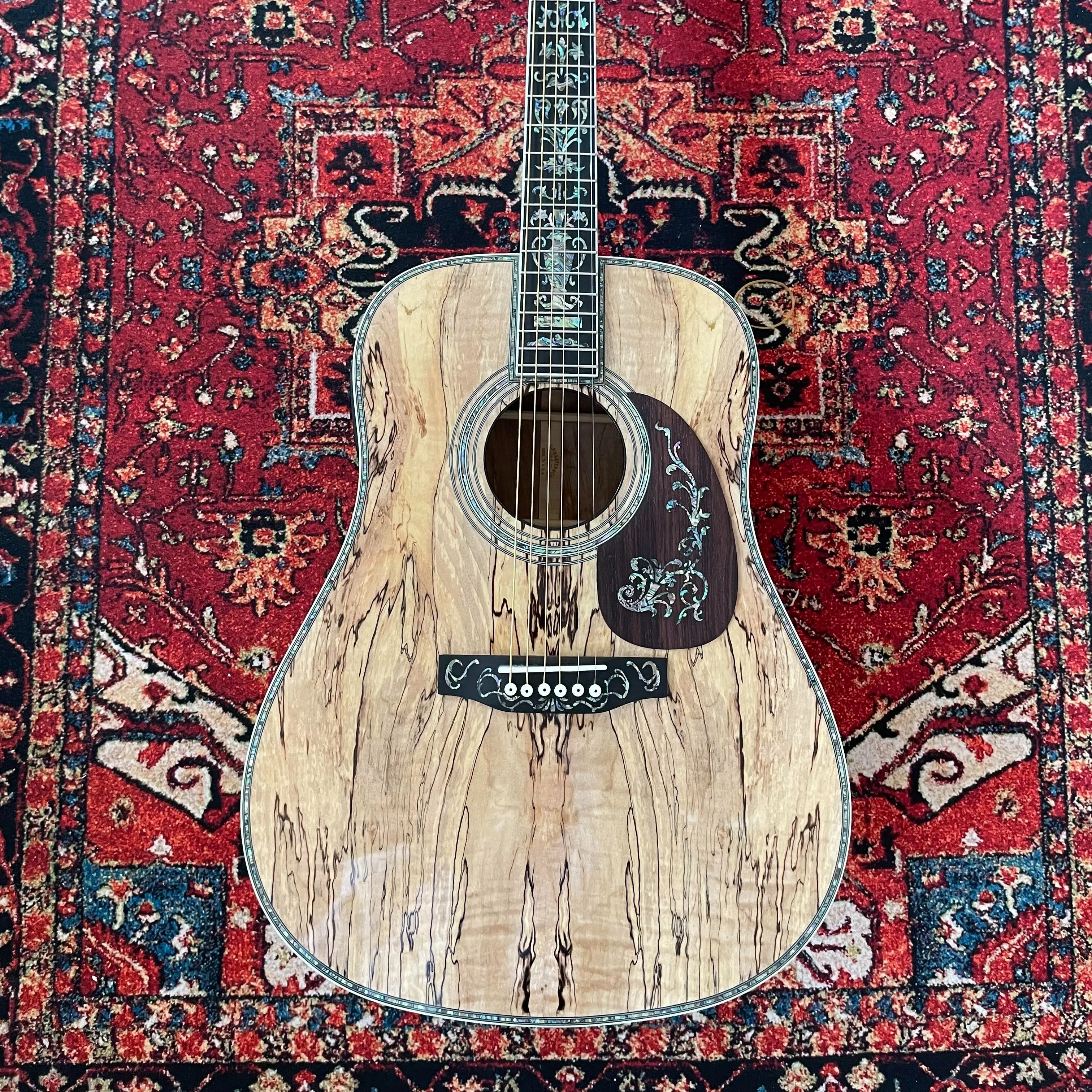 41-Inch Custom D-Type Acoustic Guitar, 6 Strings, Abalone Inlays, Ebony Fingerboard, Rosewood Components, 4kg Weight, Fishman 301 Pickup Compatibility