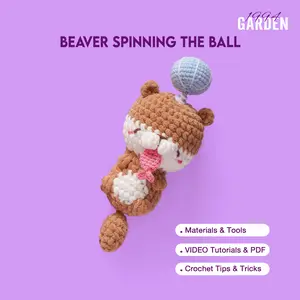 Beaver Spinning The Ball Crochet kit for Adults, Beginner Crochet Kit, Animal Amigurumi DIY Craft Kit, Crochet Pattern
