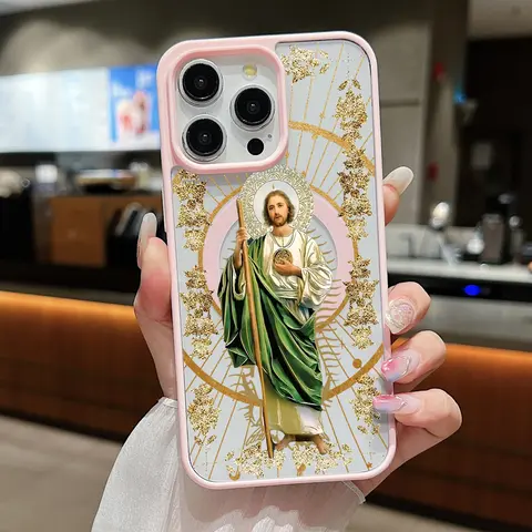 San Judas Pattern Clear Magnetic Phone Case , Compatible with MagSafe Silicone Bumper Protective Cover For iPhone X XS 11 12 13 14 15 16 17 18 Pro Max Plus Air