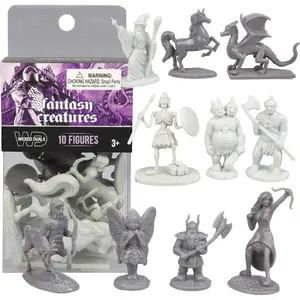SCS Direct 10 pcs Fantasy Creatures Action Figure Playset - Monster Battle Toy Collection (Includes Dragons  Wizards  Orcs  and More) - Perfect for Roleplaying and D&D Gaming