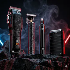 LQT 4-in-1 Dragon Engraved Men's Grooming Kit, Professional Hair Clipper, T-Blade Trimmer, Electric Foil Shaver & Nose Hair Trimmer, LED Display, USB Rechargeable Barber Set, Great Gift for Men outdoorfun