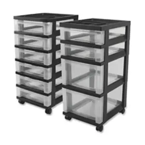 212 MAIN Iris Mini Chest - 4-Compartment Modular Storage Unit with Drawers Organization, Removable Drawers, Wheels, Organizer Tray, 12.06in x 14.25in x 26.44in, Black