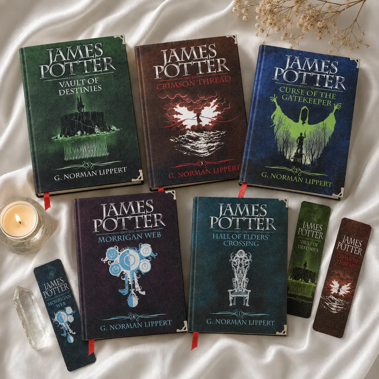James Potter Series by G. Norman Lippert Hardcover Collector Set, Complete 5-Book Next Generation Wizard Fantasy Collection with Bookmark