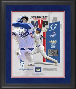 Shohei Ohtani Los Angeles Dodgers Framed 16" x 20" 2024 National League MVP Award Collage with Game-Used Baseball from the 2024 Los Angeles Dodgers Season - Fanatics Authentic Certified
