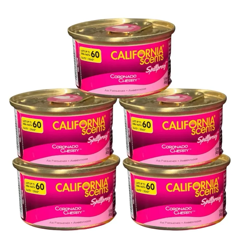 California Scents Coronado Cherry Spillproof Air Freshener 1.5 Ounce Canister Original Organic Scent for Car & Home PACK OF 5!