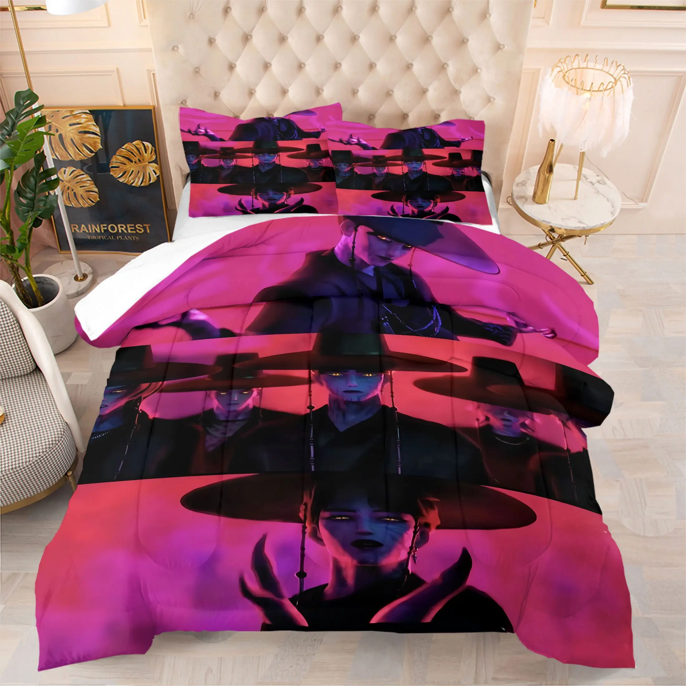 2/3 Pieces of Dark Fantasy Style theme Bedding, Soft and Comfortable Polyester Comforter Quilt Set, Preferring a Small Group of Personality Decoration, Style Recognition, all Seasons