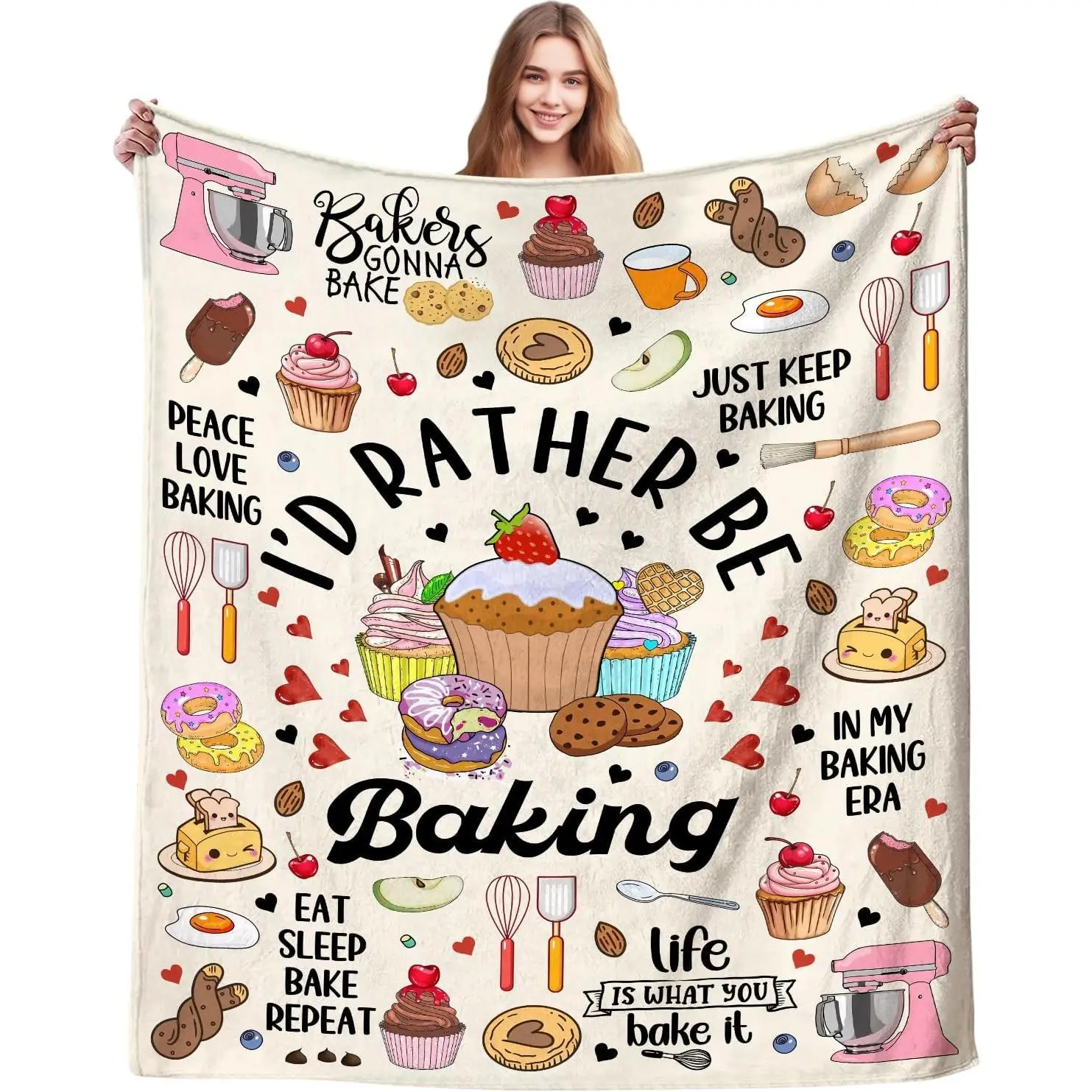 Baker Blanket Baking Gifts for Women Cookie Lovers,Bakers Accessories Stuff Baking Throw Blankets,Baker Gifts for Tweens Girls Friend 50"x40"