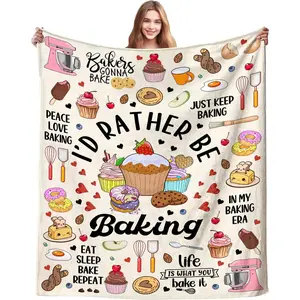 Baker Blanket Baking Gifts for Women Cookie Lovers,Bakers Accessories Stuff Baking Throw Blankets,Baker Gifts for Tweens Girls Friend 50"x40"
