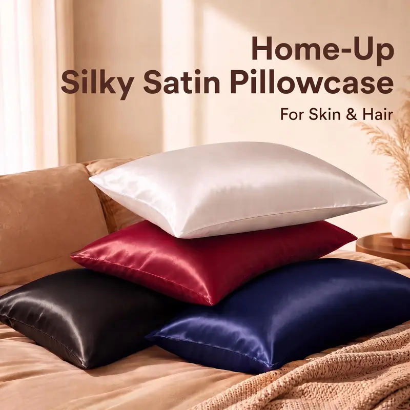 NTBAY 2-Piece Slip-Smooth Satin Pillowcases - Anti-Wrinkle Look, Fade-Resistant, Breathable, Cooling, Durable Microfiber Covers, Anti-Acne, Hair & Skin Care Key, Secure Envelope Fit, Machine Washable, Solid Colors (California King 20"x40")