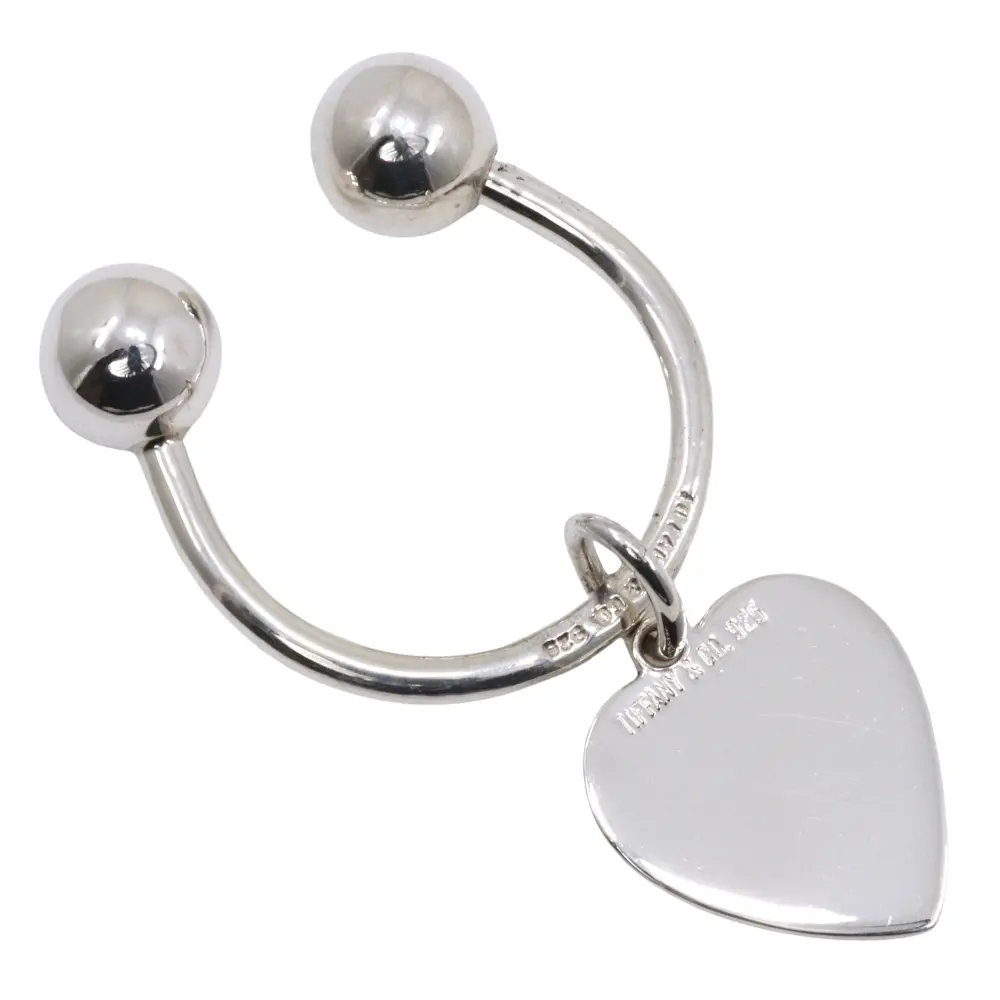 Pre-owned Tiffany & Co. Sterling Silver 925 (Ag925) Small Leather Goods Tiffany Return to Tiffany Heart Tag Silver 925 Keyholder