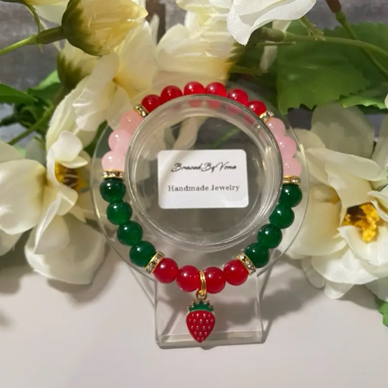 Strawberry Glass Bead Bracelets