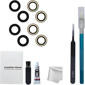 2 Packs Rear Camera Lens Glass Replacement Kits for  14 and 14 Plus Pre-Installed Adhesive with Installation Manual and Repair Tools