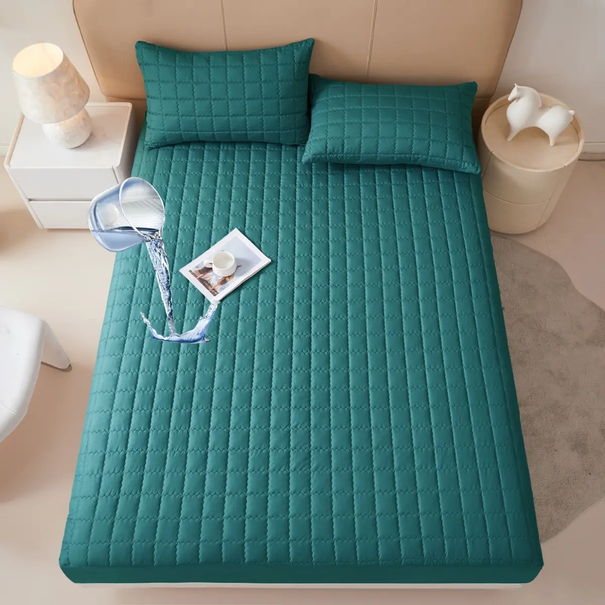2/3 Piece Waterproof Mattress Protector, Fitted Sheet & Mattress Cover Set with Deep Pocket, Soft Noiseless Breathable Stain-Resistant Bed Cover, Includes Pillowcases for Bedroom, Guest Room, Dorm, Kids, Pets, Elderly, Hotels, Quilted Mattress Protector
