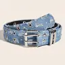 New Fashion Street Waist Belt, Blue Punk Accessory, Hip Hop Y2K Heart Buckle Belt, Unisex Design, Cool Belts