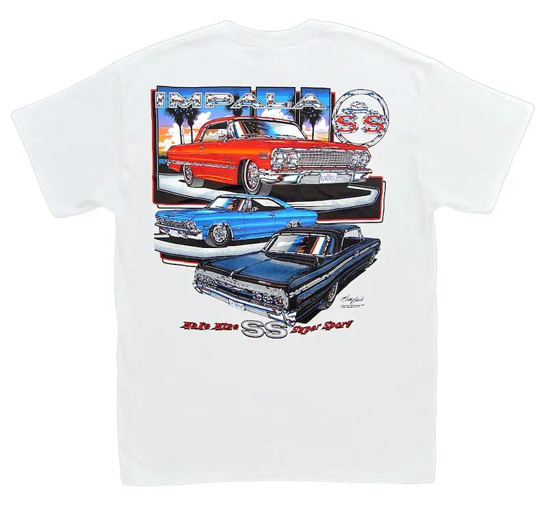 Chevrolet Impala SS White T-Shirt - Chevy Super Sport 409 1963 1964 1965 1966