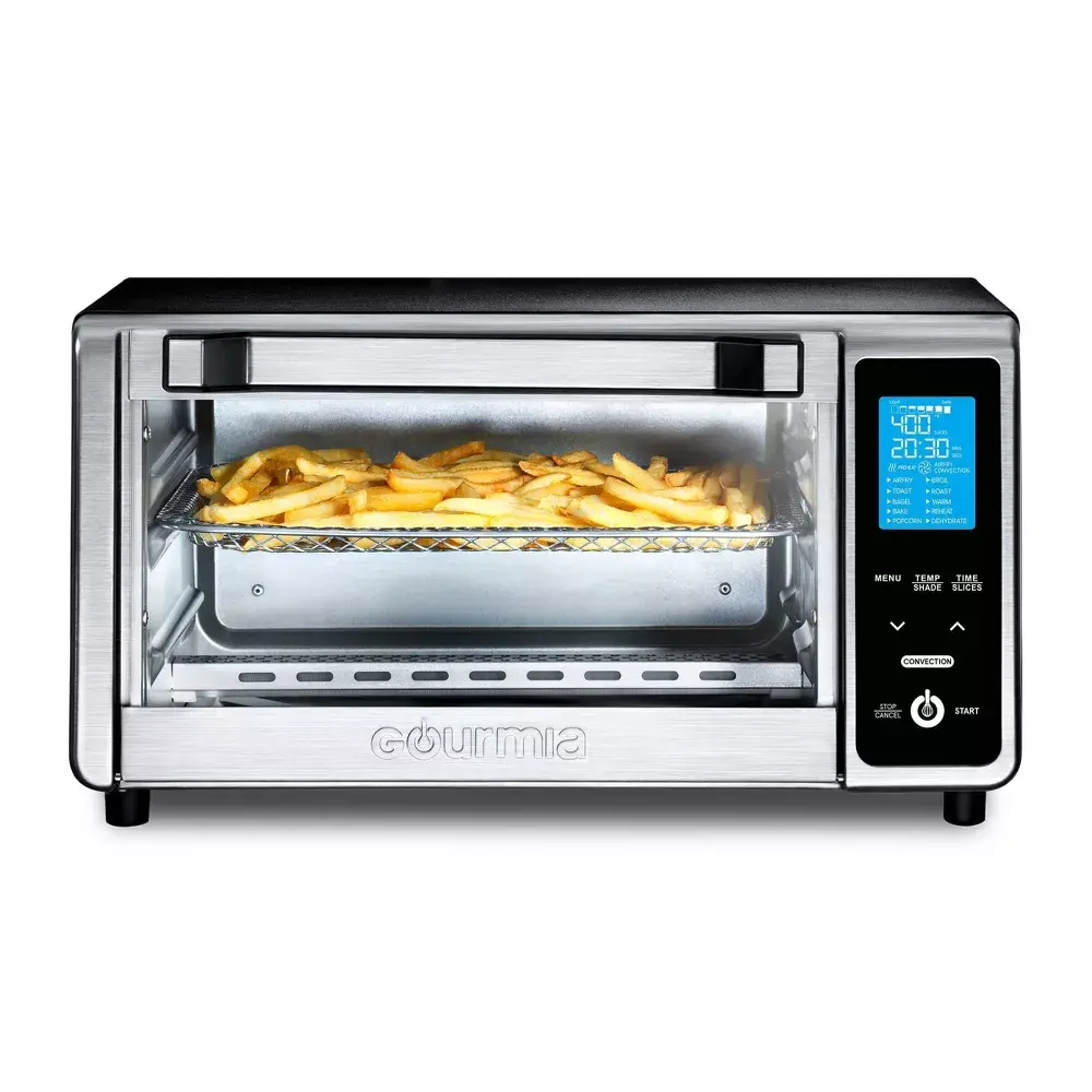 Gourmia 160oz Toaster Oven Air Fryer Gray 4-Slice 11 Cooking Functions Gourmia 160oz Toaster Oven Air Fryer Gray 4-Slice 11 Cooking Functions