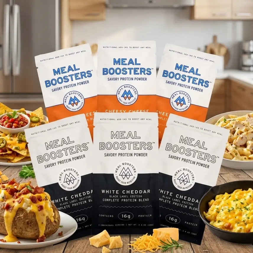 Meal Boosters Cheese Sampler | Cheesy Cheese & White Cheddar Protein Blend 6-Pack Variety
