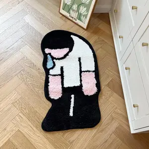 Sad Man Shaped Rug, Fluffy Rugs, 1 Count Non-slip Soft Plush Floor Mat, Decorative Carpet for Home Living Room Bedroom Bathroom, Fuzzy Rug, Unique Rugs