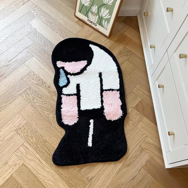 Sad Rugs Sad Man Shaped Rug, Fluffy Rugs, 1 Count Non-slip Soft Plush Floor Mat ...