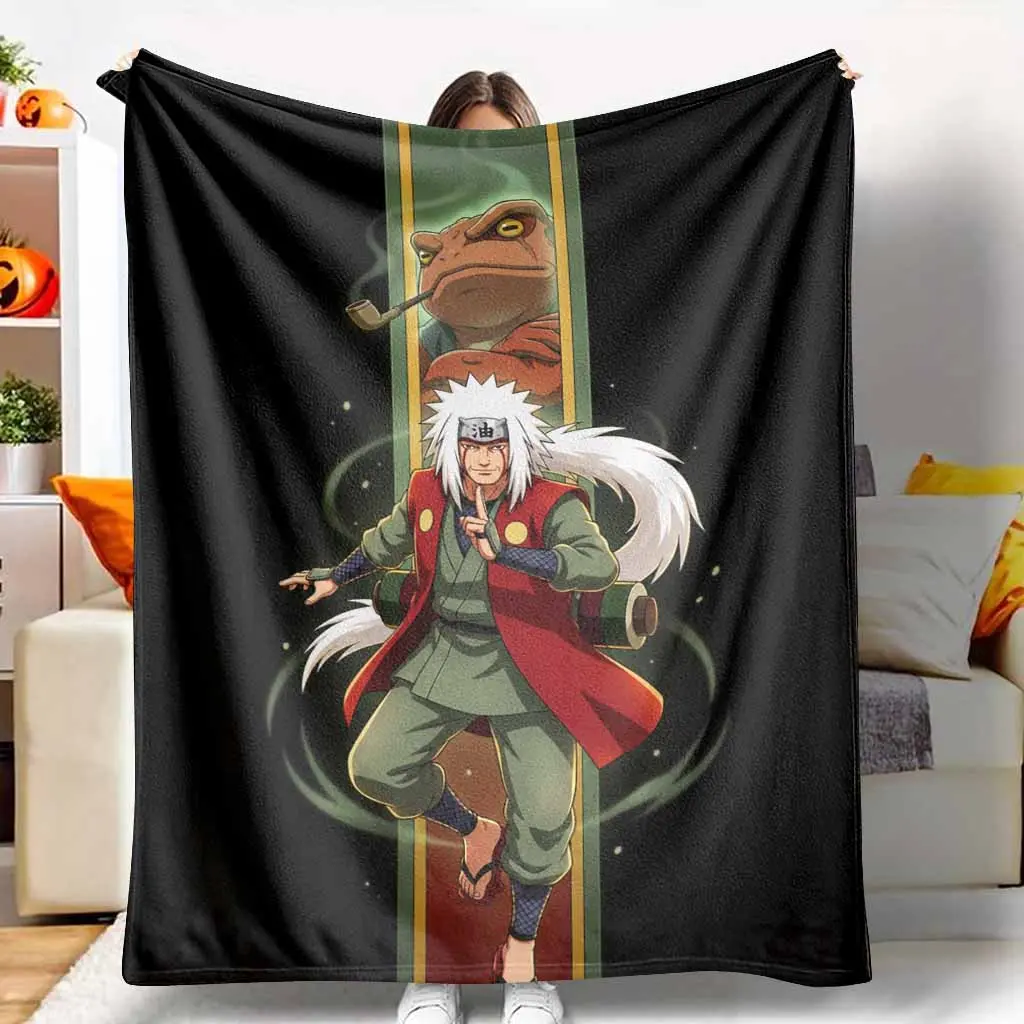 Anime Warrior & Mystic Theme Flannel Printed Blanket - Japanese-Style Print, Fluffy Soft, Wrinkle Resistant, Lightweight Breathable, Durable, Indoor/Outdoor Gift for Bedroom, Sofa