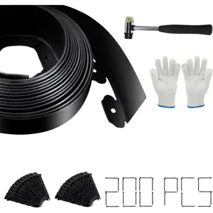 Landscape Edging - 4" High x 66 FT, Edging Border with 200 Spikes, No Dig Lawn Edging for Lawn, Flower Beds, Yard, Bed and Landscaping