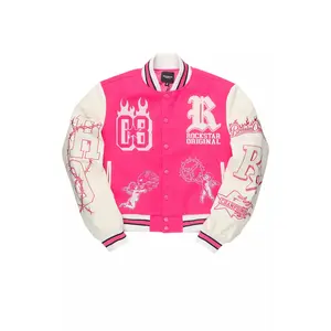 Sharray Hot Pink Oversized Varsity Jacket