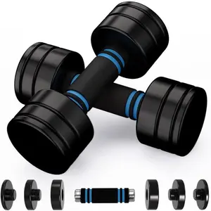 Steel Dumbbells Adjustable Black Coated Weight Set with  Handles for  Gym Workout - Strength Trainging for Men, Women (5lbs/10lbs/15lbs/20lbs)
