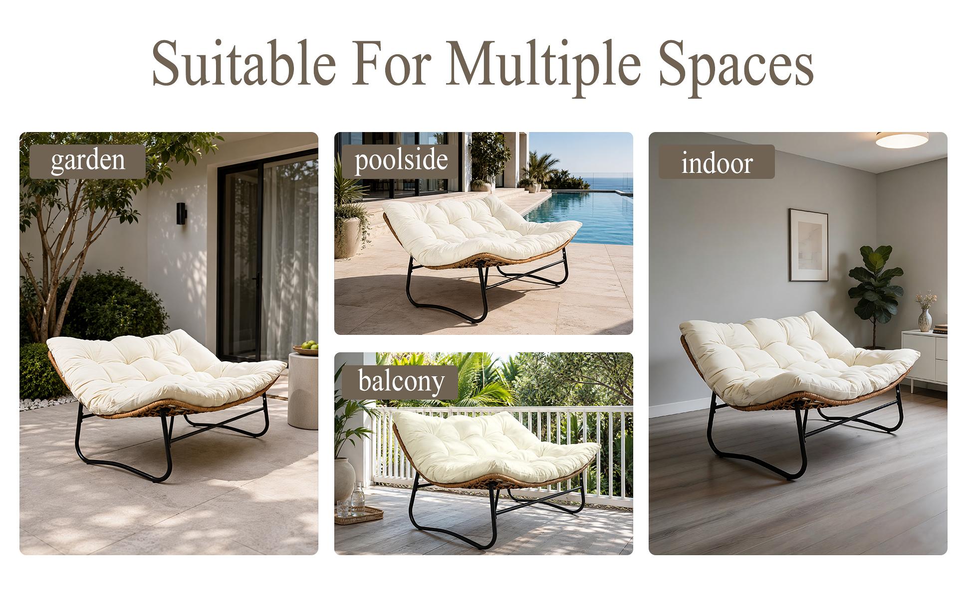 2-Seater Modern Outdoor Rattan Sofa - Patio Lounge Furniture with Fixed Arms, Extra Thick Waterproof Cushions, Easy Setup for Balcony, Garden