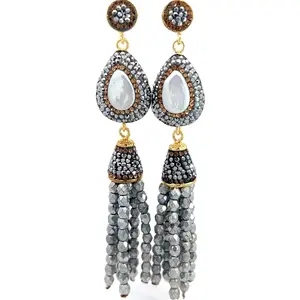 Silver Hematite Pearl Tassel Earring