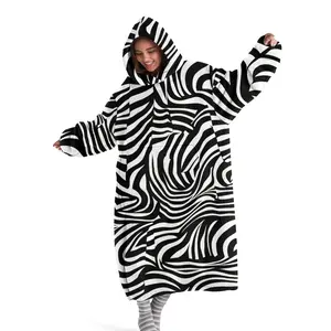 hoodie blanket，Wearable Blanket，Zebra Striped Hooded Blanket, Wearable Throw, Modern Style, Soft and Comfortable, Warm, Large Pocket, Perfect Gift，Christmas Gift,Valentine's Day gift