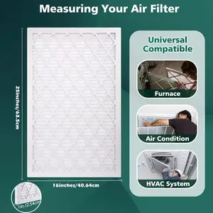 Pleated Air Filter Reusable Frame Universal Compatible for Furnace Air Condition HVAC System 24.5x0.75 Inches