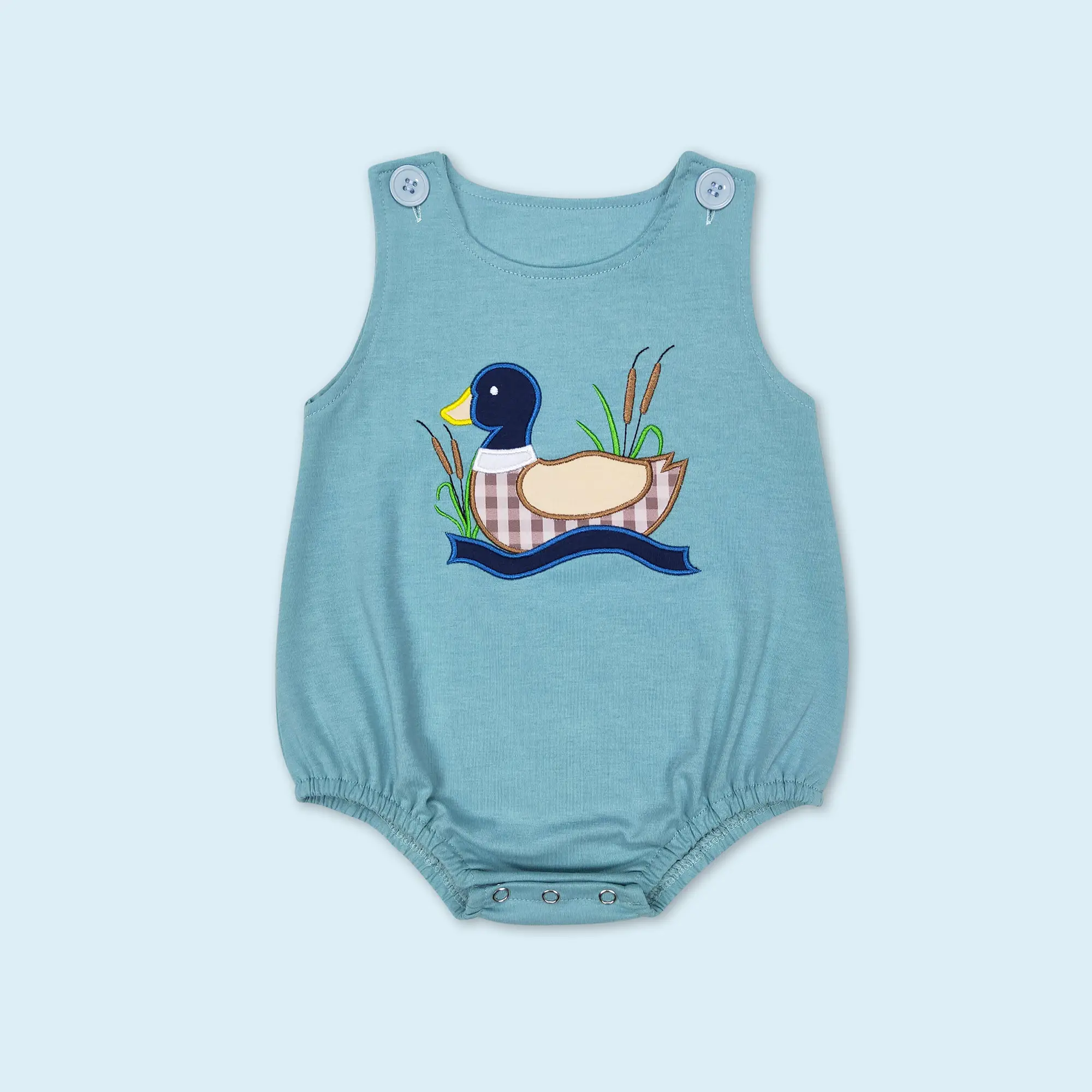 Hunting season baby boy mallard duck sleeveless romper