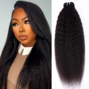Msgem Hair 15A Kinky Straight 100% Human Hair Bundles Yaki Straight 12-32 Inch 1Pcs Lot Weave Extensions No Chemical #SummerVibes
