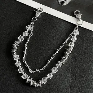 Fashion aesthetics, unconventional design, edgy style; double-layer bag charm; bag pendant; decorative chain; pants chain; decorative chain