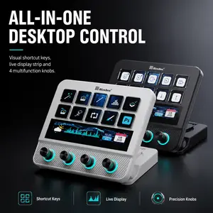 MiraBox Programmable Keys USB Shortcut Keyboard for Gamer Streamer |10 visual LCD & 4 Knobs & Touchbar screen|for OBS, YouTube, Office Desk Setup, PC, Mac | Macro Pad, Streaming Deck Stream Controller Soundboard Keypad,mirabox，Stream Controller Deck