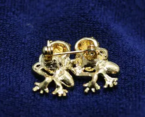 Rhinestone Frog Brooch, Crystal Frog Pin