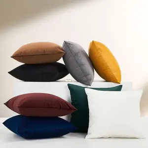 Color Velvet Throw Pillow with Insert Included (Burgundy Red, 22"x22"), Decorative Pillow for Sofa, Couch, Bed, Chair Cushion