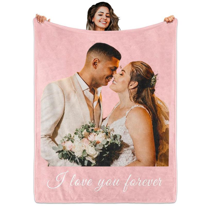 BARLEY ONE Click “Shop Chat”, Send Photos, Custom Photo Blankets, These Personalized Photo Blankets are Made of Soft Wool and Lambskin, Perfect for Weddings, Mother's Day, Father's Day, Valentine's Day Gift, Various Styles Available