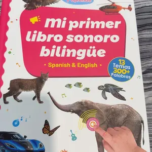 Spanish&English Bilingual Sound Book for Kids Ages 1–6, Interactive Educational Toy with 300+ Words & 13 Themes, Multilingual Language Learning Tool, Educational Toys for Kids & Gift Idea