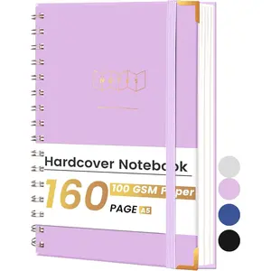 Lined Spiral Notebook Journal for Work 160 Pages Hardcover Spiral Notebook College Ruled A5 Small Spiral Notebook 5x7 Journaling Notebooks for Writing Note Taking School, Purple