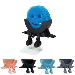 Drain Hole Sponge Holder for Kitchen Sink, Drainage, 3D Printed Lightweight Fun Countertop Sponge Rack, Adhesive Base, Cute Fashion Home Decor Gift