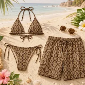 Signature Swim Co. Matching Couple Swimwear Set 2026 - Women’s Viral Bikini, Men’s Shorts for Beach Vacation Gift
