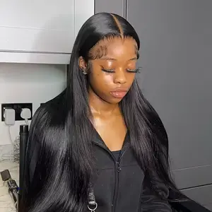 180 Density Straight 13x4 13x6 Hd Transparent Lace Front Wigs Human Hair 30 32 Inch 360 Hd Lace Frontal Wigs Pre Plucked For Black Women