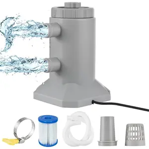 Pool Filter Pump,  Filter Pump for Above Ground Pools 530 GPH 250L/H Flow Rate Low Noise Improved Circulation Filtration Water Filter Pump  with 2 Hose/Filter