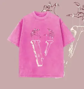 Edgy Streetwear Heavyweight Washed Black Anime Adventure Boy Print Short Sleeve, Vintage Dark Style Loose Men's Crew Neck T-Shirt