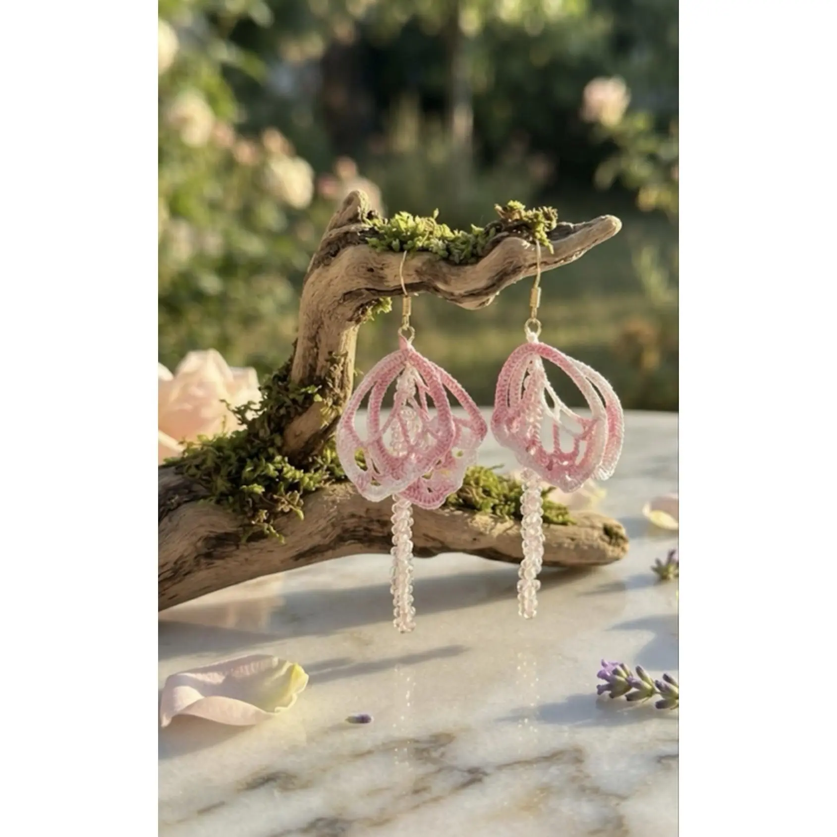 Pink Butterfly Micro Crochet Earrings - Delicate Handcrafted Jewelry for Women