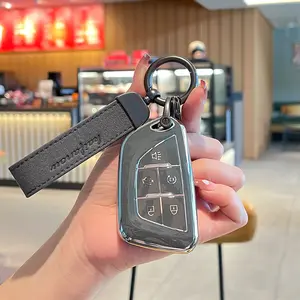 For Cadillac Key Fob Cover with Fashionable   KeyChain,  TPU  Soft Case for Escalade ATS XT4/5/6 XTS CT6 CTS ELR SRX STS