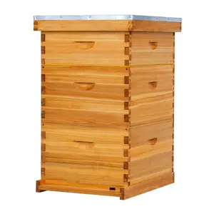 MayBee Hives Wax-Coated 8/10 Frame 3 Layer Beehive Complete Beekeeping Starter Kit with 2 Deep Hive Boxes and 1 Honey Super Box, Featuring Premium Wooden Frames and Beeswax-Plastic Foundation