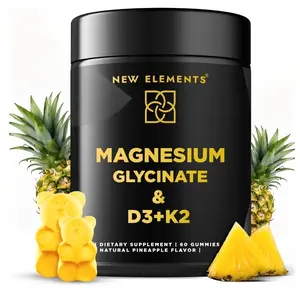 Calm Magnesium Glycinate Gummies 500mg with High-Potency Vitamin D3 10000iu & Vitamin K2 100mcg | Stress Relief, Relaxation & Bone Support for Adults | Vegan, Non-GMO, Gluten-Free, Pineapple Flavor