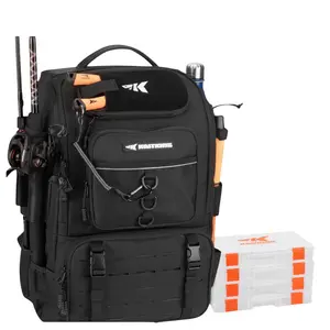 【Summer Wins】Karryall 40L Fishing Tackle Backpack with Rod Holders & 4 Tackle Boxes, Waterproof & Durable Fishing Gear Storage Bag for Fishing, Camping, Hunting & Outdoor Activities